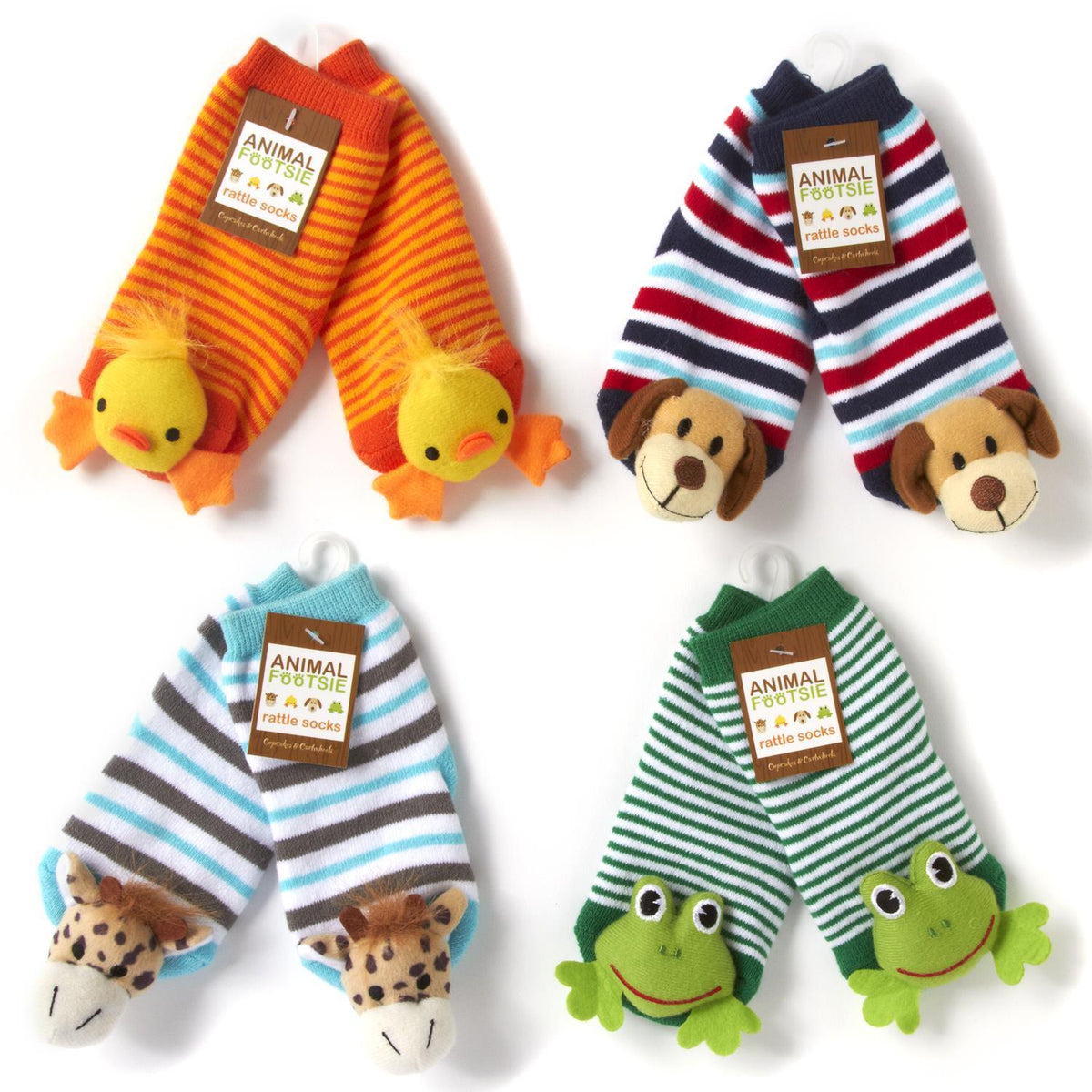Animal Plush Baby Rattle Footsie Socks - Hello World Modern Mercantile