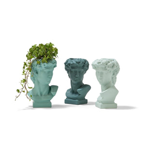 Apollo Grecian Bust Flower Vase in three shades of green