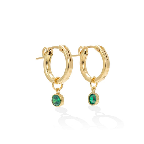 May Birthstone Gold-Filled Hoop Earrings