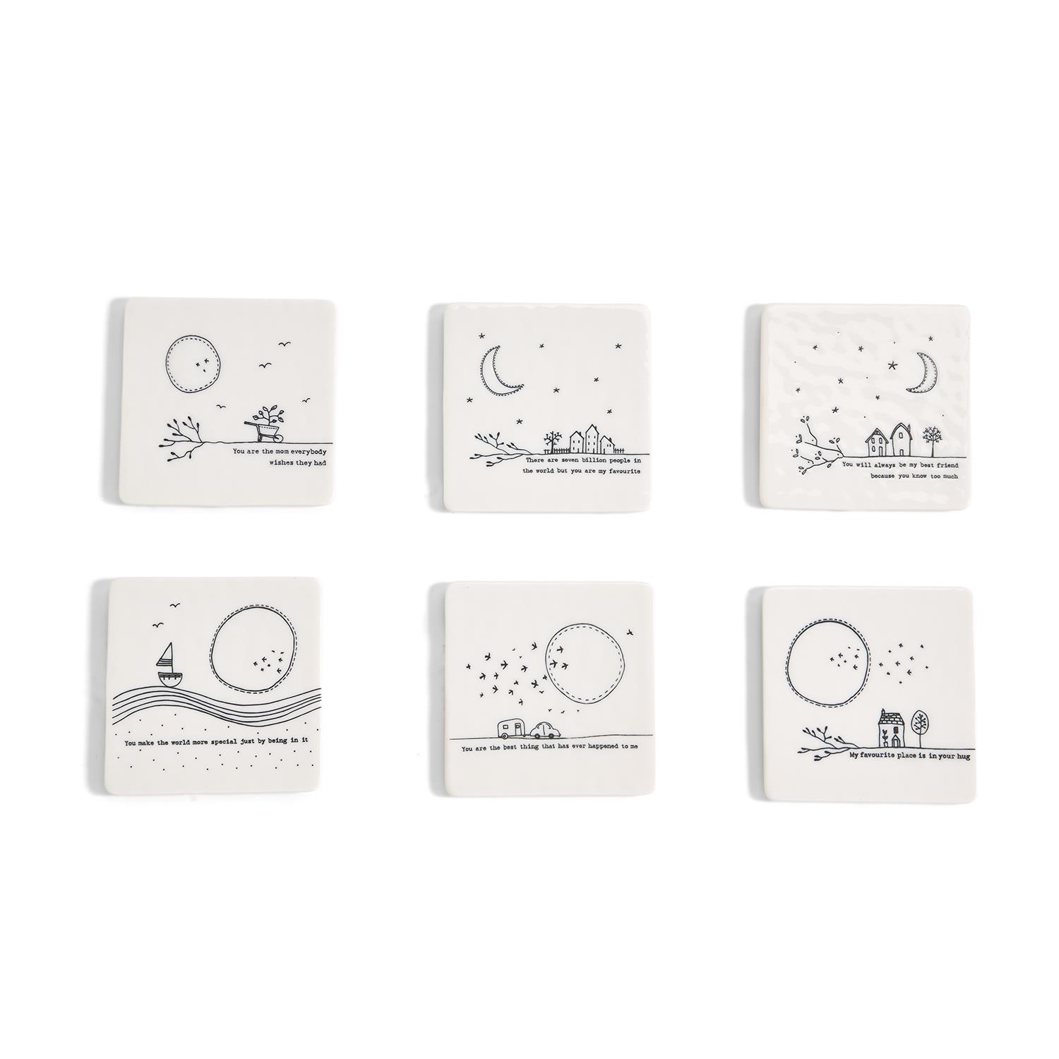 Sweet Sentimental Sayings Porcelain Coaster - Love/Family/Friendship - Hello World Modern Mercantile