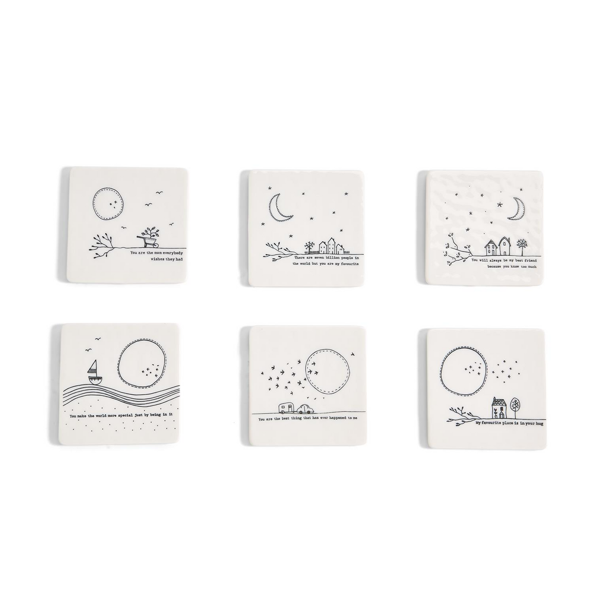 Sweet Sentimental Sayings Porcelain Coaster - Love/Family/Friendship - Hello World Modern Mercantile
