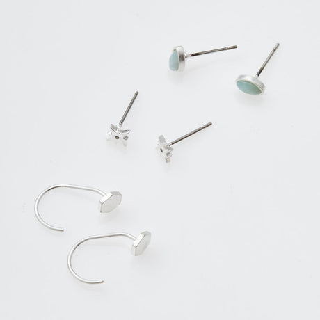 Sterling silver plated amazonite stud earrings jewelry set gabby stud trio