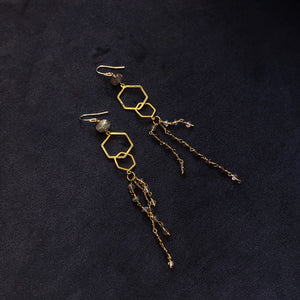 Handmade Labradorite Hex Dangle Earrings