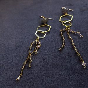 Handmade Labradorite Hex Dangle Earrings