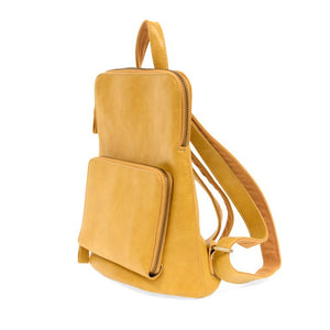 Vegan Leather Dijon Yellow Mini Julia Backpack Side View