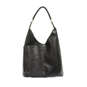 Black Vegan Leather Dani Vintage Hobo Bag