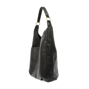 Black Vegan Leather Dani Vintage Hobo Bag