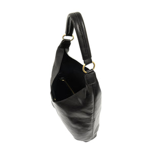Black Vegan Leather Dani Vintage Hobo Bag