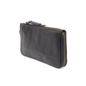 Midnight Blue Vegan Leather Chloe Zip Around Wallet Wristlet - Side View