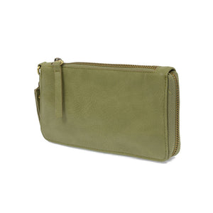 Eucalyptus Green Vegan Leather Chloe Zip Around Wallet Wristlet - Side View