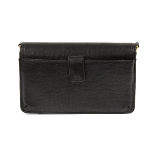 Black Vegan Leather Mini Foldover Billie Crossbody Back View Phone Pocket