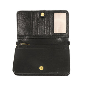 Black Vegan Leather Mini Foldover Billie Crossbody Interior View Organizer