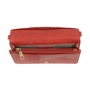 Scarlet Vegan Leather Mini Foldover Billie Crossbody Interior Zip Pocket