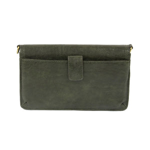 Dark Jade Vegan Leather Mini Foldover Billie Crossbody Back View Phone Pocket