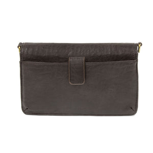 Espresso Vegan Leather Mini Foldover Billie Crossbody Back View Phone Pocket
