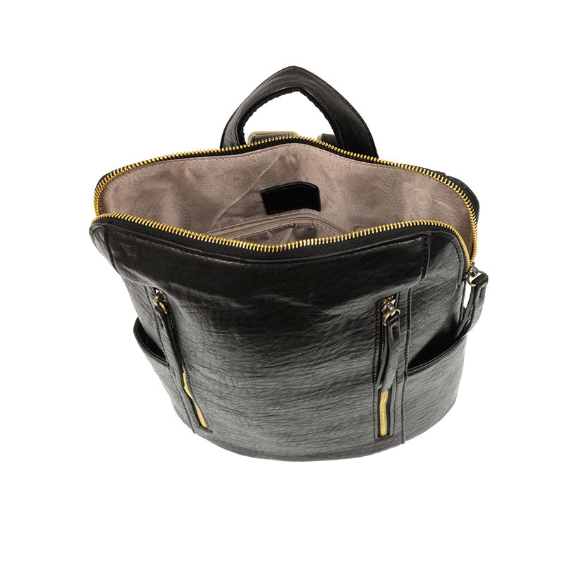 Vegan Leather Black Raegan Backpack - Inside Lining View