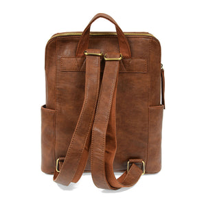 Vegan Leather Saddle Brown Raegan Backpack - Back View
