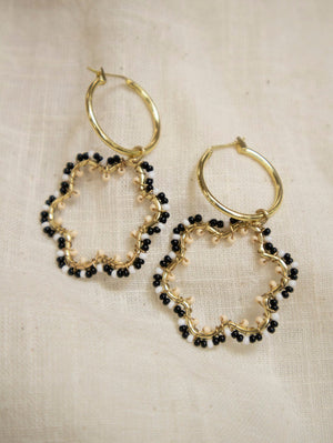 Beaded Flower Hoop Dangles
