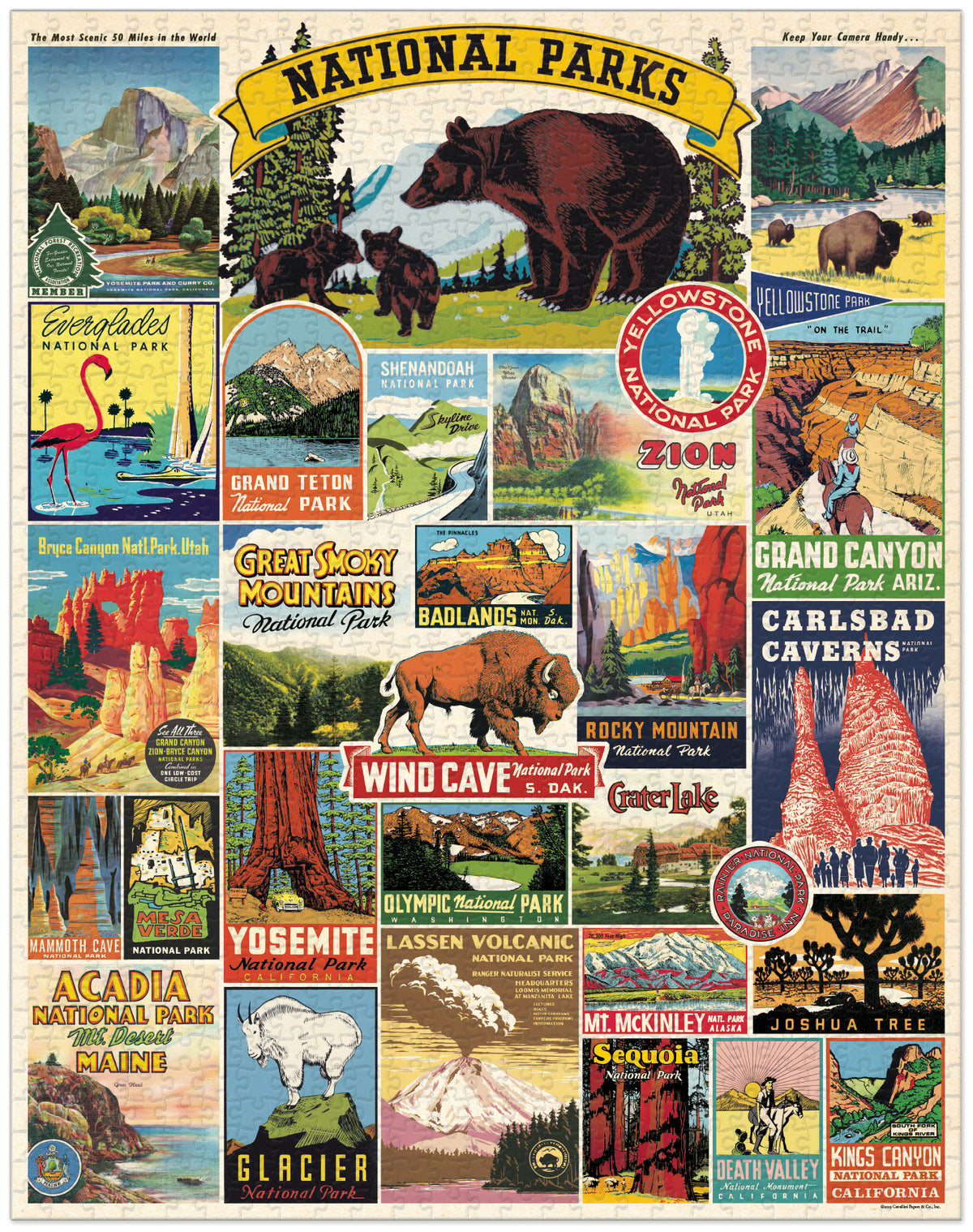 1000-Piece Vintage-Style Puzzle – National Parks - Hello World Modern Mercantile