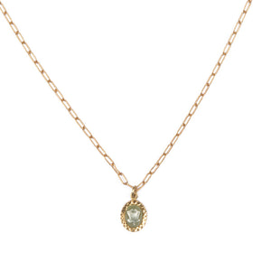 Carved Tulip Charm Necklace - Pistachio