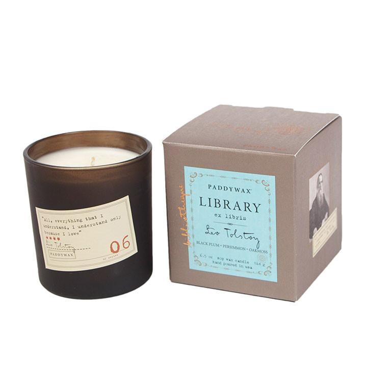 Library Candle : Leo Tolstoy - Black Plum, Persimmon, Oakmoss