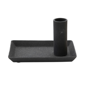 Black Textured Taper Holder Catch All Dish
