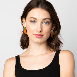 Terracotta + Brass Ceramic Half Circle Post Earrings