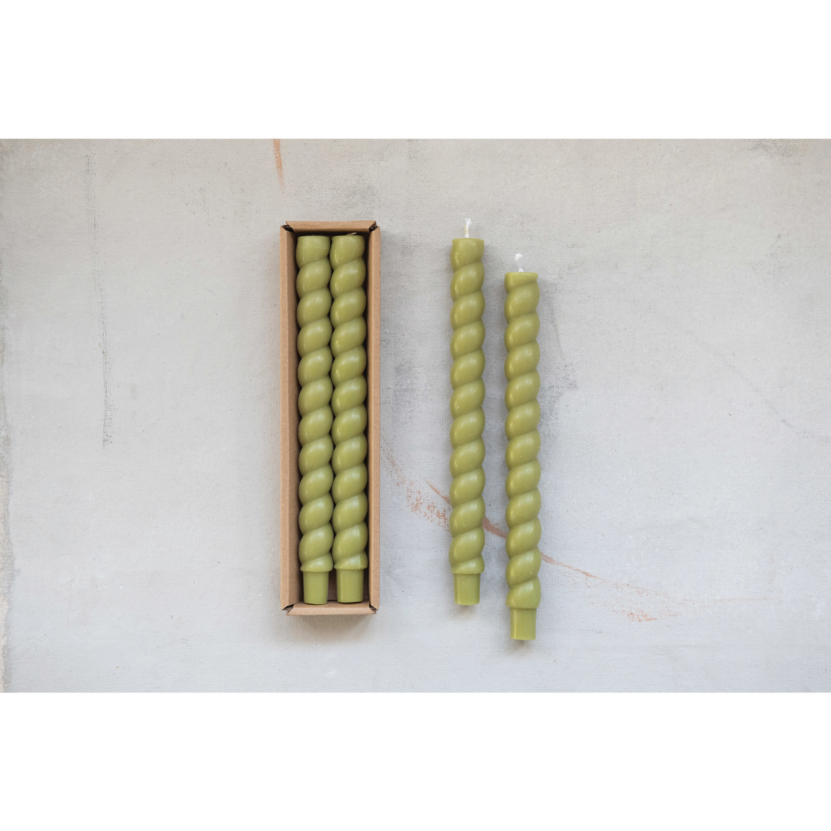 Twisted Taper Candles : Green