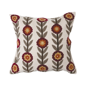 Flowers Cotton Embroidered Pillow