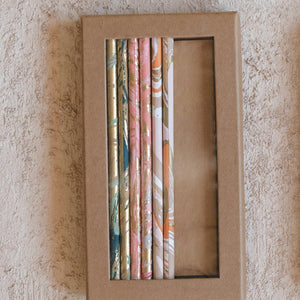 Marbled Handmade Paper Wrapped Pencils