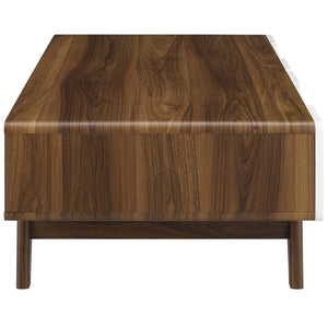 Mid Century Modern Style Coffee Table with Drawers - Walnut White