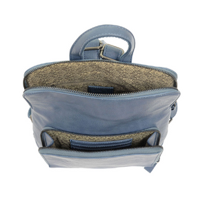 Vegan Leather Cerulean Blue Mini Julia Backpack Inside Lining View