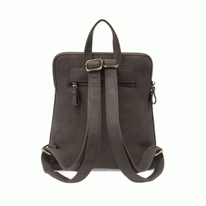 Vegan Leather Charcoal Grey Mini Julia Backpack Back View