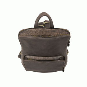 Vegan Leather Charcoal Grey Mini Julia Backpack Inside Lining View