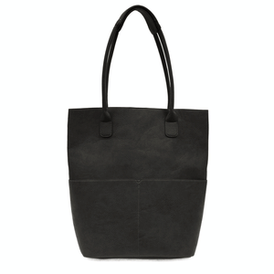 Black Vegan Leather Front Pocket Kelly Tote