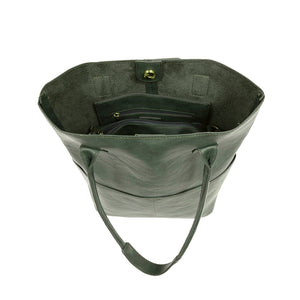 Evergreen Vegan Leather Front Pocket Kelly Tote
