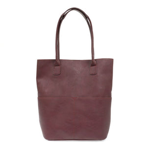 Burgundy Vegan Leather Front Pocket Kelly Tote