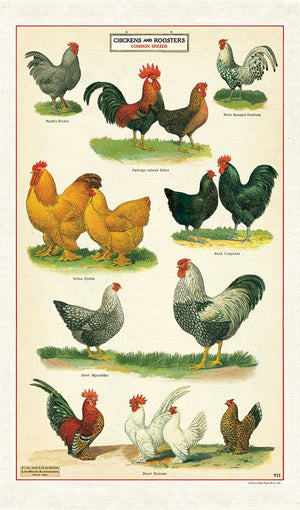 Vintage-Style Tea Towel - Chickens