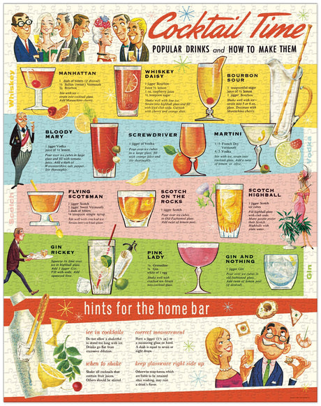 1000-Piece Vintage-Style Puzzle – Cocktail Time - Hello World Modern Mercantile