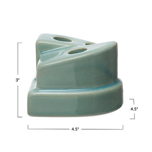 Aqua Crackle Glaze Taper Holder